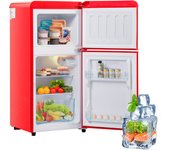 Frigorífico retro de 88,8 cm de alto, 45,5 cm de ancho, 60 litros, volumen del congelador 22 litros. 102 kwh/año, -27°c ∽ 13°c