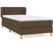 Cama con somier tapizado y colchón de tela marrón oscuro 90x200 cm