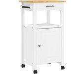 Carrito de cocina，estantería de cocina, carrito de servir monza madera maciza de pino 48x40x90 cm cfw84280
