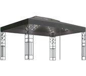 Cenador con doble techo y tira de luces led antracita 3x4 m