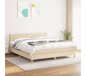 Somier de láminas con colchón crema 180x200 cm tela