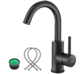 Mezclador de lavabo, grifo de baño negro auralum max giratorio 360°, grifo de lavabo altura total 260 mm con aireador desmontable,modelo ue