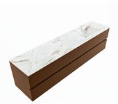 Mondiaz vica dlux 200cm mueble de baño color rust con 4 cajones. con lavabo cloud derecho sin orificios color frappe