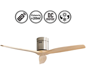 Ventilador de techo sin luz silencioso dc con mando aguilon niquel 132 cm invierno-verano