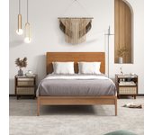 Mesa de noche bambú ratán cajón patas madera maciza auxiliar dormitorio salón marrón 43x35x50cm 2 juegos csw81999