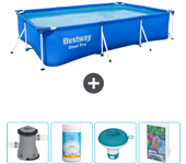 Paquete de piscina - bestway - rectángulo - 300x201x66 cm + accesorios cb67
