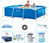 Paquete de piscina - intex - rectángulo - 220x150x60 cm + accesorios a45