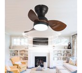 Ventilador de techo con luz, 3 temperaturas de color, temporizador, 6 velocidades, lámpara de techo con mando a distancia (56 cm)