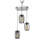 Lámpara colgante purley 3x e27 60 w metal-plástico 90 x 37 x 37 cm - plateado y negro [lux.pro]