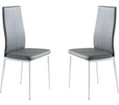 Pack de 2 sillas salón comedor brea estilo contemporáneo en color gris y blanco con patas de metal 42x98x47 cm