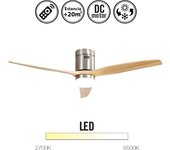 Ventilador de techo con luz silencioso dc con mando aguilon haya 132 cm invierno-verano color luz regulable