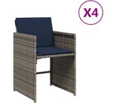 4 uds silla de jardín | sillón de jardín con cojines ratán sintético gris cfw20644