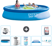 Paquete de piscina - intex - alrededor - 396x396x84 cm + accesorios a697