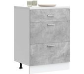 Mueble bajo de cocina | armario de cocina de madera de ingeniería gris hormigón cfw76918