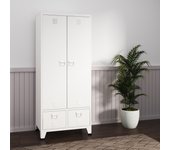 Armario ropero hankasalmi (2 puertas 1 perchero 4 compartimento 2 cajones) acero 180 x 90 x 40 cm - blanco [en.casa]