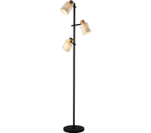 Lámpara de pie / pie de salón de metal negro, y tulipa papel pergamino beige. bombilla e14. lámparas a conjunto. ref. 6005/f