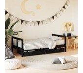 Vidaxl estructura cama infantil y cajones madera pino negro 80x160 cm