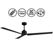 Ventilador de techo sin luz silencioso dc con mando anne negro 160 cm invierno-verano