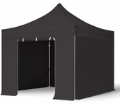 3x3 m carpa plegable, professional aluminio 40mm, laterales sin ventana, negro