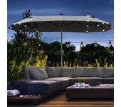Sombrilla de jardín 295 x 219 cm, sombrilla de playa, sombrilla de jardín con luz solar led y manivela, ángulo ajustable, toldo de terraza