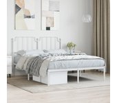 Estructura de cama de metal con cabecero blanco 135x190 cm