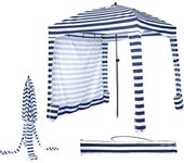 Tienda de playa, 183x183x240cm sombrilla de playa ajustable en altura con pared lateral desmontable, 8 sacos de arena y bolsa de transporte,