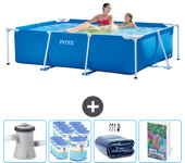Paquete de piscina - intex - rectángulo - 220x150x60 cm + accesorios cb118