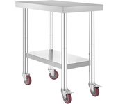 Succebuy mesa trabajo en acero inoxidable 30x18x34 pulgadas, capacidad de 700 lb, 4 ruedas, 3 alturas ajustables – mesa para preparación de alimentos