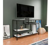 Mueble de televisión vega, aparador de salón, mueble bajo para tv, base de pared equipada, 120x39h75 cm, blanco y negro