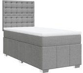 Cama con somier tapizado y colchón de tela gris claro 90x190 cm