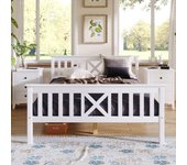 Cama infantil de madera con somier y cabecero - 140 x 200 cm blanco