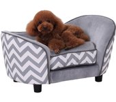 Sofá para mascotas pawhut madera, pvc, espuma gris 68,5x40,5x40,5cm d04-072gy