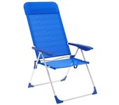 Marbueno silla plegable 5 posiciones aluminio con cojin azul playa y piscina 69x58x109 cm