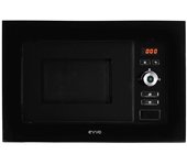 Evvo microondas integrable con grill mi3, 1250w, capacidad de 20 litros, puerta cristal negro, pantalla led, control digital, autocooking con 8 progra