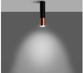 Lámpara de techo zarpex negro/cobre led con bombilla 3000k - 6x6x29cm sollux
