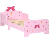 Cama infantil de madera para niños 3-6 años zonekiz 143x74x59 cm rosa