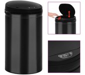 Vidaxl cubo de basura con sensor automático 40l acero al carbono negro