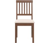 Pack 2 uds sillas de comedor | silla de cocina con cojines madera maciza marrón caucho cfw28431