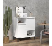 Aparador | aparador de comedor | armario de cocina de madera contrachapada blanco brillante 60x35x70 cm cfw93276