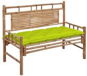 Banco de jardín con cojín bambú 120 cm
