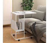 Maison exclusive - mesa auxiliar con ruedas madera ingeniería blanco 55x36x63,5 cm