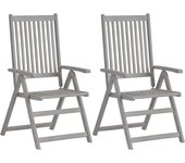 Sillas reclinables jardín y cojines 2 uds madera maciza acacia