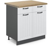 Vicco mueble bajo de cocina fame-line, blanco casa de campo, 80 cm , et roble