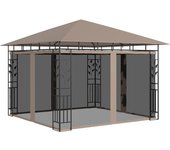 Cenador de jardín con mosquitera gris taupe 3x3x2,73 m 180 g/m² cfw72518