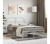 Estructura de cama de metal con cabecero blanco 135x190 cm