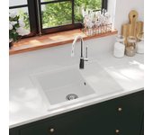 Vidaxl fregadero de cocina con rebosadero ovalado granito blanco