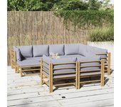Maison exclusive - set de muebles de jardín 10 piezas bambú y cojines gris claro