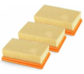 Paquete de 3 filtros plisados planos de repuesto para karcher mv4, mv5, mv6, wd4, wd5, wd6, wd4p, wd5p y wd6p