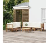 Maison exclusive - set de muebles de jardín 6 piezas bambú y cojines blanco crema