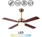 Ventilador de techo con luz silencioso dc con mando hupe cuero 107 cm invierno-verano color luz regulable